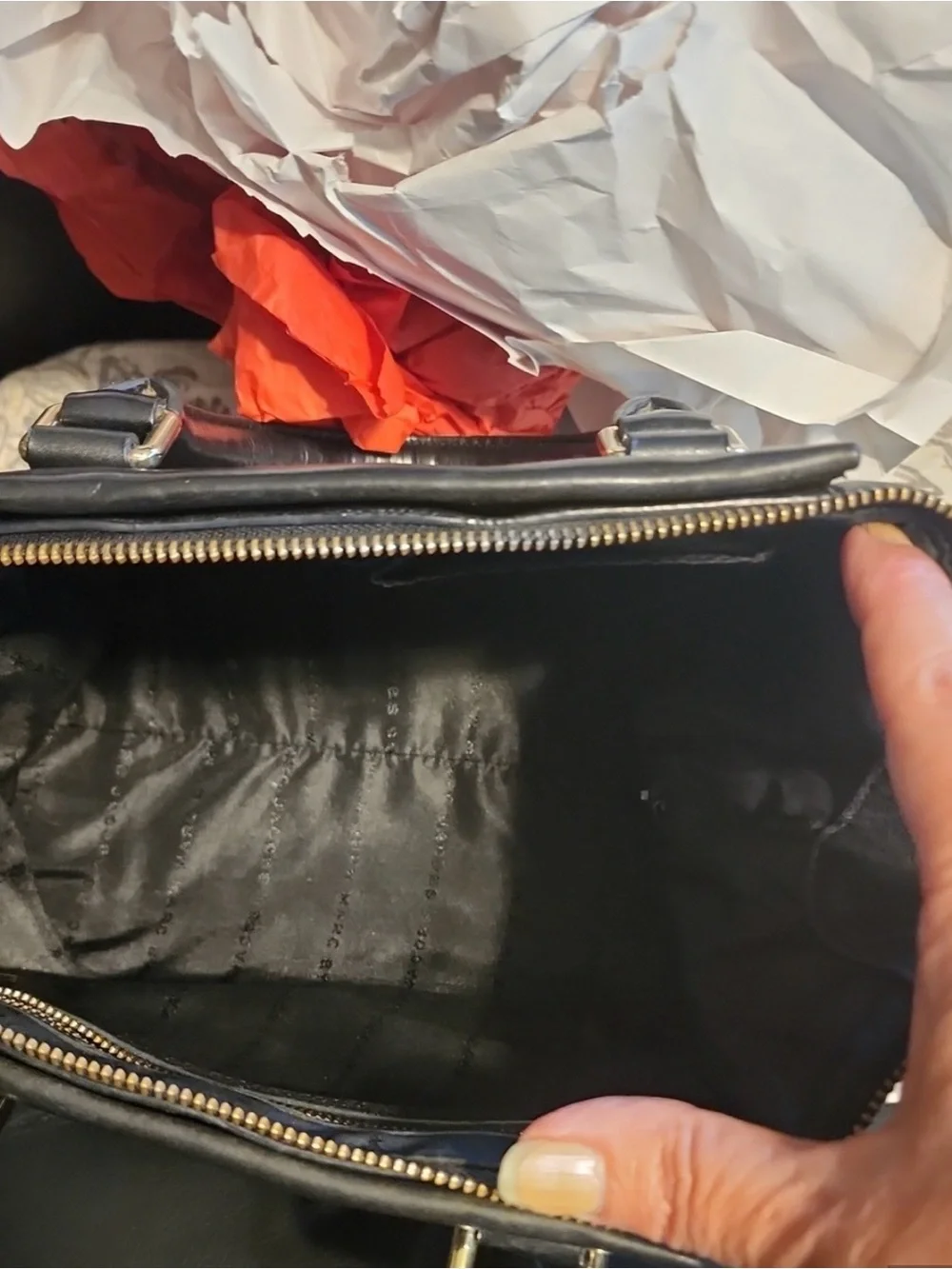 Marc by Marc Jacobs Black Leather Satchel with Gold Hardware